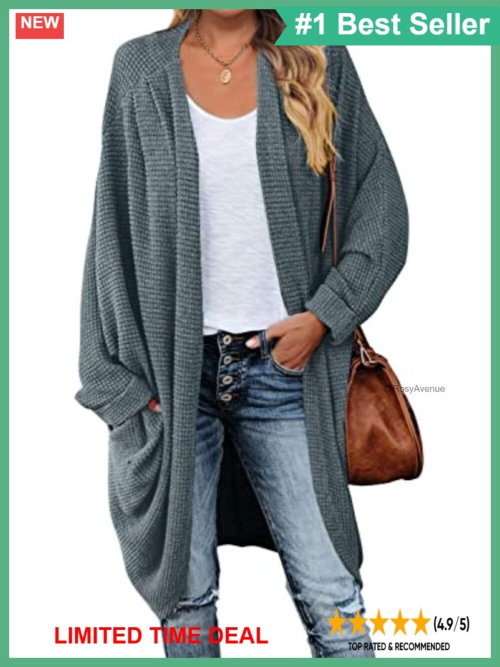 Oversized Waffle Knit Cardigan Dolman Sleeve Shawl Collar Slouchy Fall Sweater